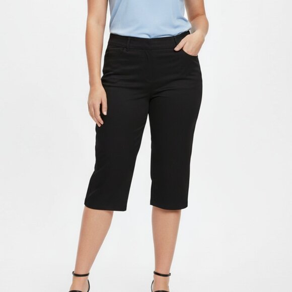 Croft & Barrow Stretch Skimmer Capri Pants Size 14 Black Mid-Rise - Picture 1 of 5